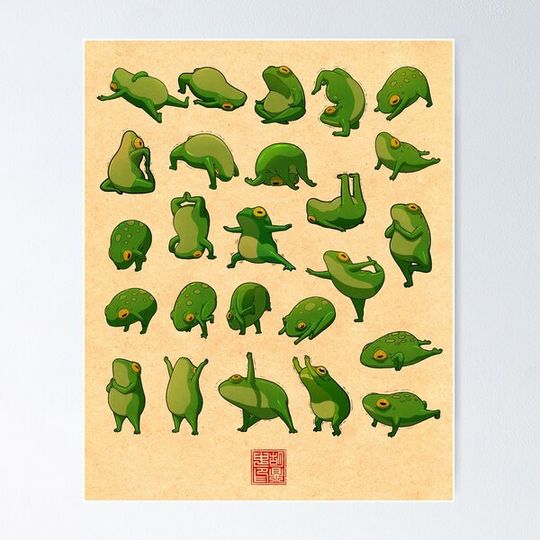 Discover Yoga Frogs Poster No Text Premium Matte Vertical Poster