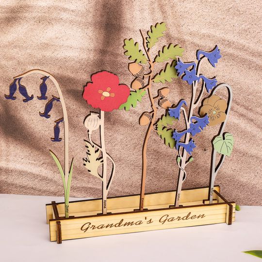 Discover Grandma's Garden Sign Birthday Flower Bouquet Wooden Parterre