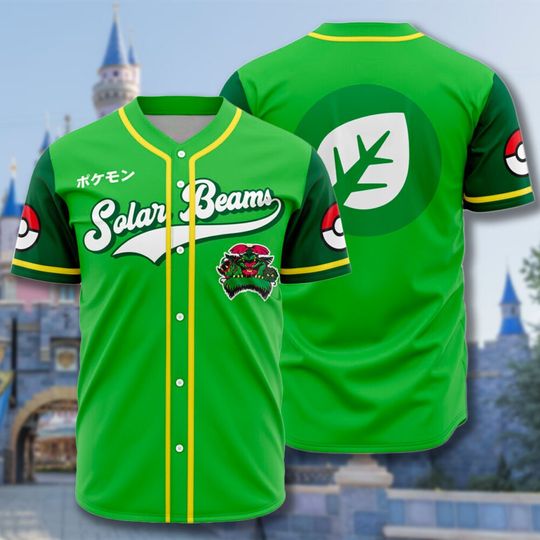 Discover Grass Type Baseball Jersey, Japanese Animated Baseball Jersey, Grass Type Shirt