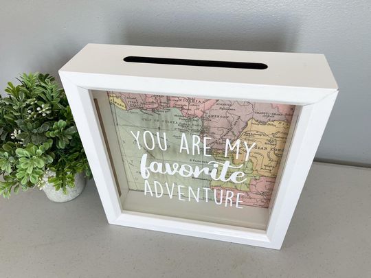 Discover You Are My Favorite Adventure, Pastel Map, Ticket Stubs, Money Bank, Shadow Box, Photo Collection Box