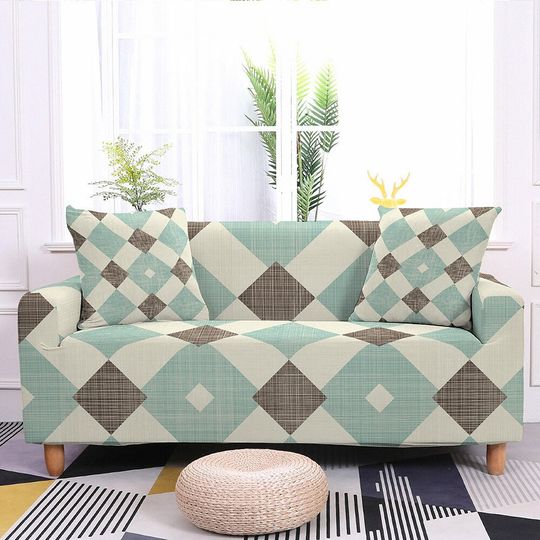 Discover Sofa Cover for Living Room Full Print Dots & Stars Pattern Sofa Cover