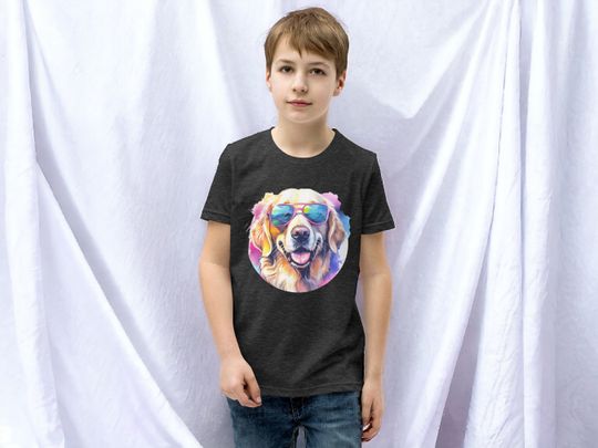 Discover Kids & Youth Golden Retriever With Sunglasses T-Shirt