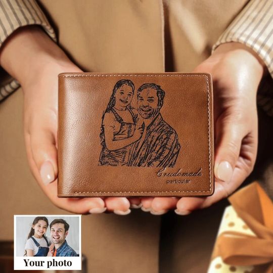 Discover Personalized Leather Photo Wallet,Engraved Text&Picture Wallet