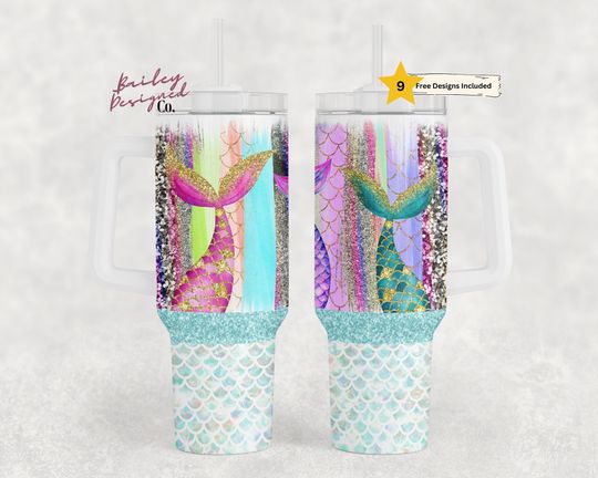 Discover Mermaid Scales 40oz Tumbler Wrap -  Tumbler