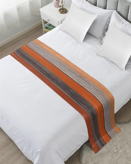 Discover Hotel Bed Runners Scarves Farmhouse Orange Grey