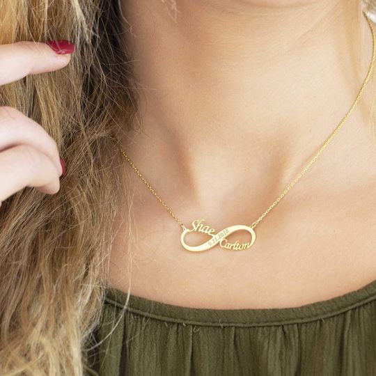 Discover Personalized Infinity Necklace - Names and Date Necklace - Name Infinity Jewelry