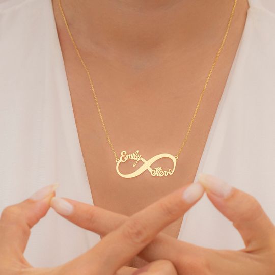 Discover Personalized  Infinity Symbol Necklace With Your Names, Couples Necklace
