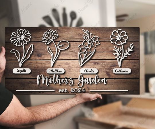 Discover Custom Birthday Flower Garden Name Wooden Parterre
