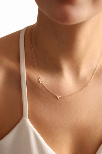 Discover Gold Initial Necklace, Sideways Initial Necklace
