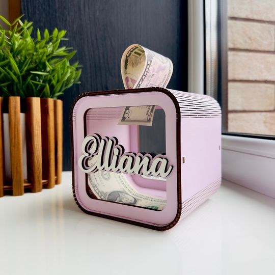 Discover Customized Wooden Coin Bank, Gift For Kids, Baptism Gift