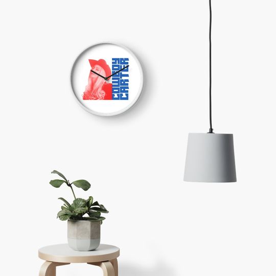 Discover Red & Blue Cowboy Cart Clock