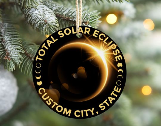 Discover Personalized Solar Eclipse 2024 Ornament Path of Totality Ornament, April 8 2024
