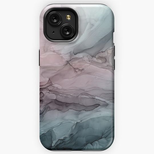 Discover Mauve Blush & Stormy Blue Flow Abstrac iPhone Case