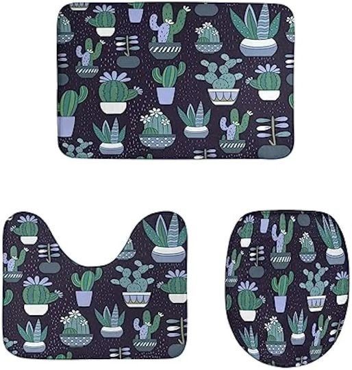 Discover Cactus Bath Mat Botanical Cacti Desert Exotic Doodle Garden Nature Plant Bathroom