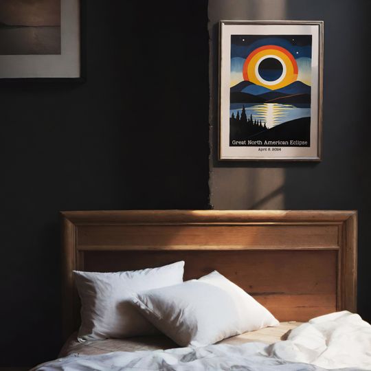 Discover 2024 Total Solar Eclipse POSTER | Solar Eclipse Art