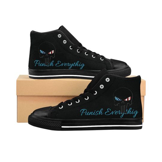 Discover Men's American flag Punisher Customs High Top Canvas shoes