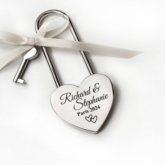 Discover Personalised Padlock Wedding Annivesary Present Engraved Heart Padlock With Long Lock