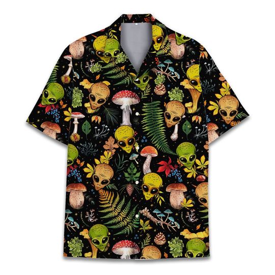 Discover Mushroom And Alien Hawaiian Shirt For Men Women