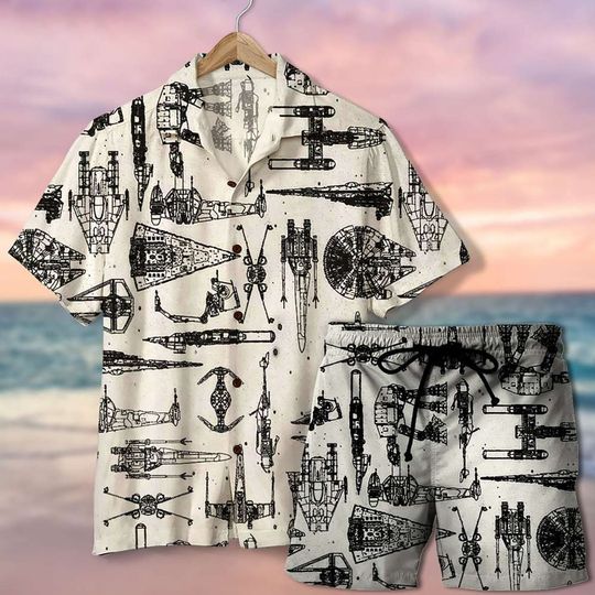 Discover Spaceship Fight 3D All Over Print Shirt, Space Movie Fight Scene Hawaii Beach Shirt