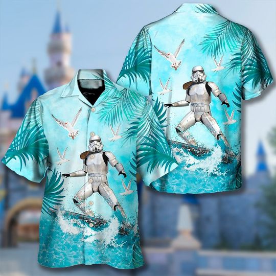 Discover Space Movie Soldier 3D Printed Hawaiian Shirts, Funny White Warrior Surfing