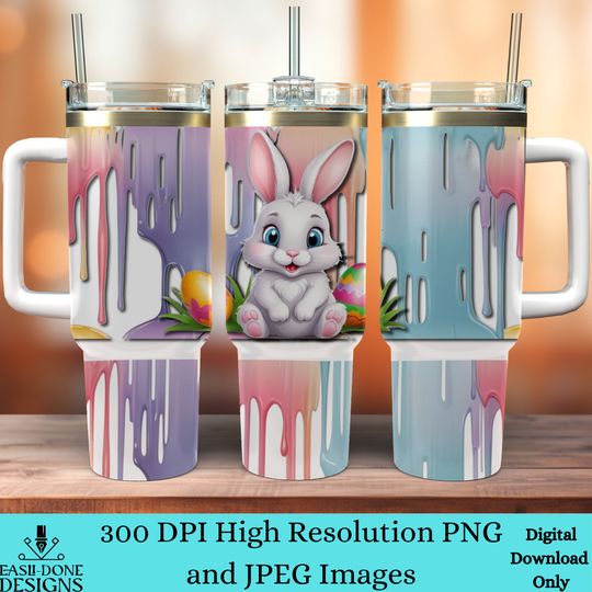 Discover Easter Bunny Pastel 40oz Tumbler Cup Wrap