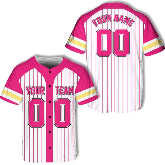 Discover Personalized Name Stripe Line Color Baseball Jersey For Baseball Fans