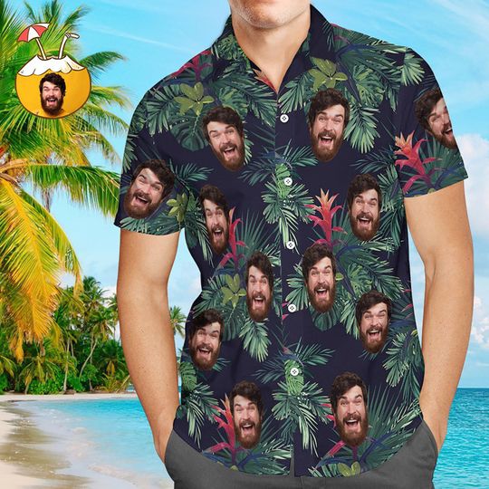 Discover Custom Face Shirt Men's All Over Print Hawaiian Shirt, Custom Hawaiian Shirt