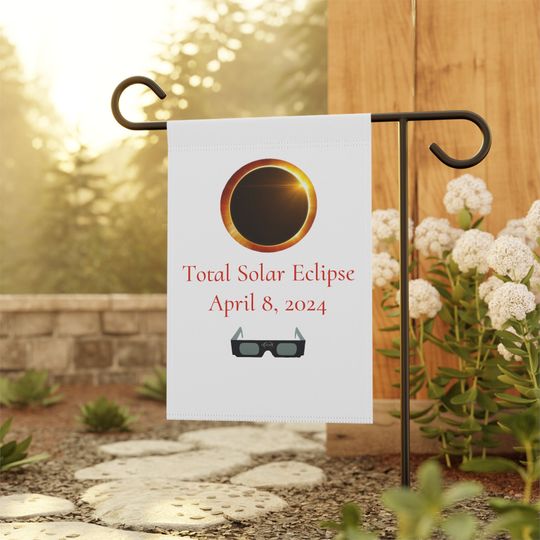 Discover Total Solar Eclipse April 8, 2924 Garden Flag