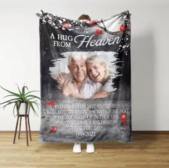 Discover A Hug From Heaven Blanket, Memorial Blanket, Custom Photo Blanket