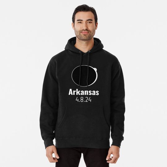 Discover Total Solar Eclipse 2024 Arkansas Pullover Hoodie