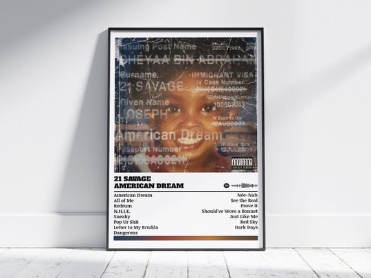 Discover 21 Savage Poster Print for American Dream Album - Music Wall Art