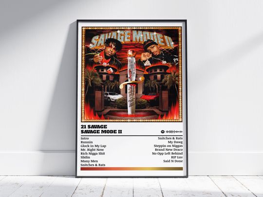 Discover 21 Savage Poster Print for Savage Mode II Album - Music Wall Art