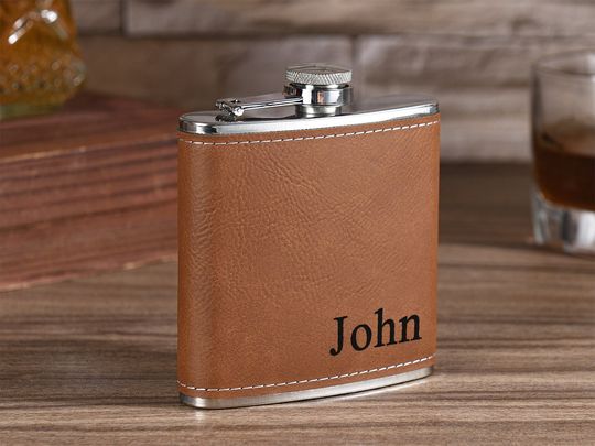 Discover Personalized Leather Whiskey Flask For Groomsmen, Groomsmen Gifts