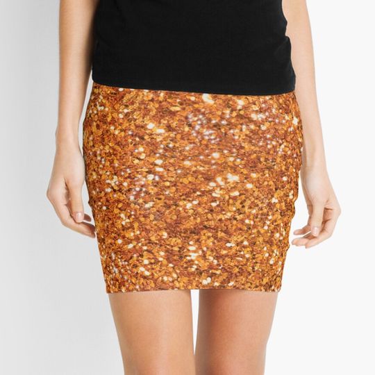 Discover Orange Gold glittering sparking sequins, Halloween pattern  Mini Skirt