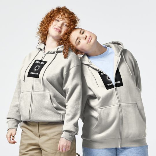 Discover April 8, 2024 Total Solar Eclipse Zip Hoodie