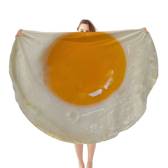 Discover Round Omelette Pattern Blanket, Funny Realistic Food Pattern