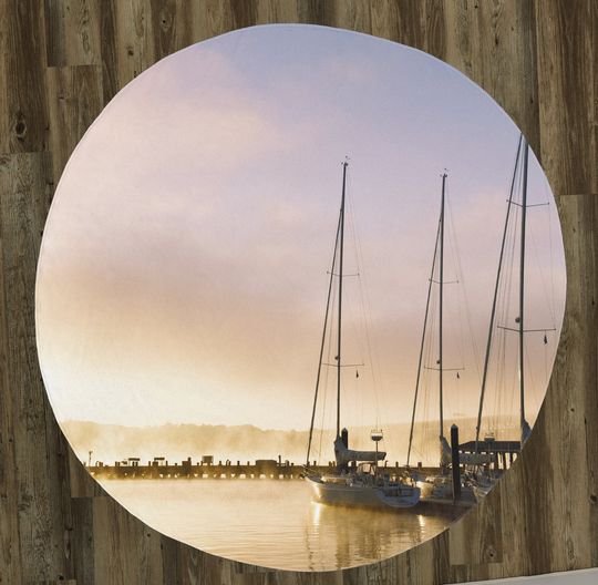 Discover Sailboats at Sunset Round Blanket