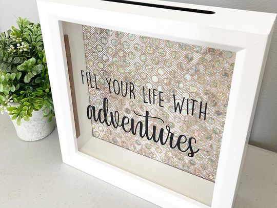 Discover Fill Your Life With Adventures, Pastel Map, Ticket Stubs, Money Bank, Shadow Box,
