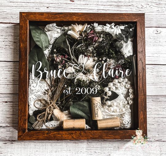 Discover Personalized Wedding Day Keepsake Shadowbox Gift with Couples Name and Date