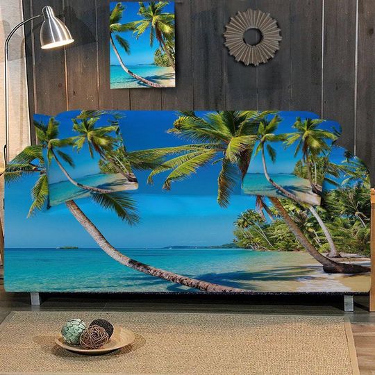 Discover Tropical Couch Cover Sofa Slipcover Beach Ocean Theme Palm Trees