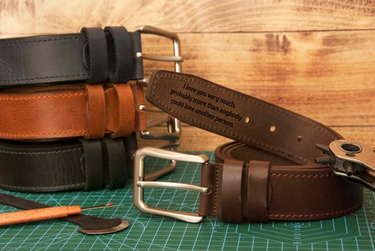 Discover Genuine Leather BELT,Custom Belt,Anniversary Gift for Husband,Engraved Leather Belt