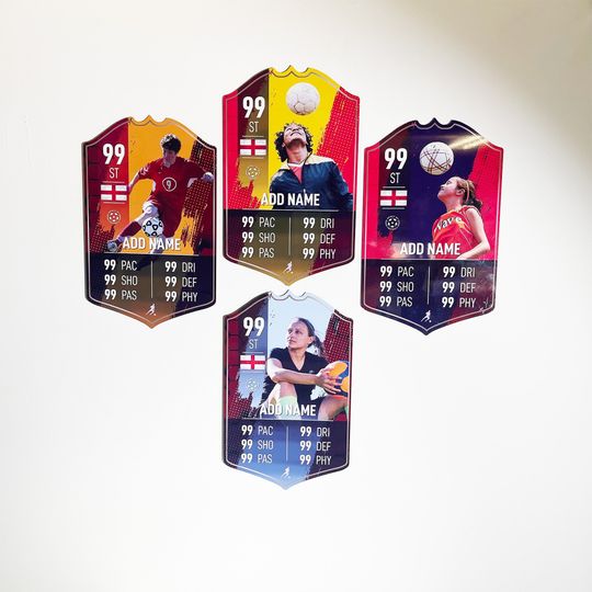 Discover Personalized Football Cup Player Stats Card Sign With Choice of Background
