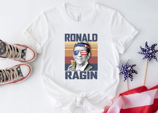 Discover Ronald Ragin Drinking Party Shirt, 4th Of July Ronald Reagan T-Shirt, Fourth Of July