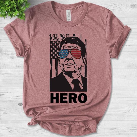 Discover Vintage Ronald Reagan Shirt, Hero Reagan Bush 84 Tee, Patriotic Shirt