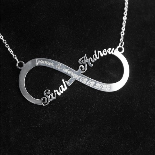 Discover Initial Engraved Infinity Name Necklace