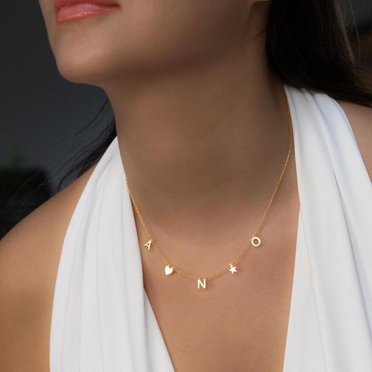 Discover Heart Initial Alphabet Necklace