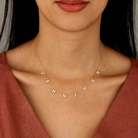 Discover Custom Dainty Pave Initials Alphabet Necklace