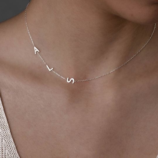 Discover Sideways Initial Alphabet Necklace