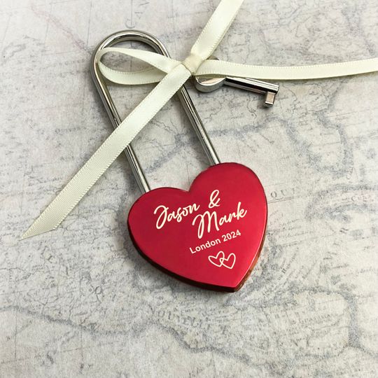Discover Personalized Red Heart Love Lock Engraved Lovelock