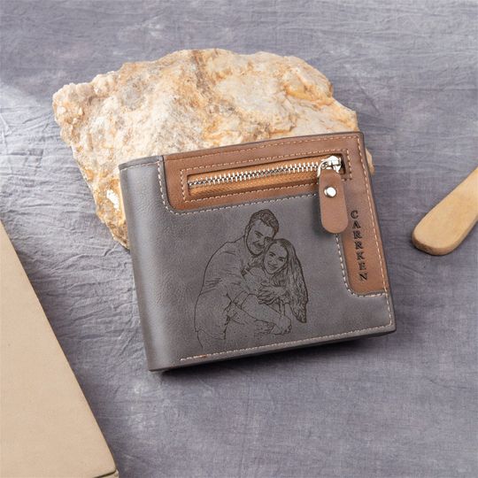 Discover Personalized Custom Photo Wallet, PU Leather Engraved Name Picture Image Mens Wallet